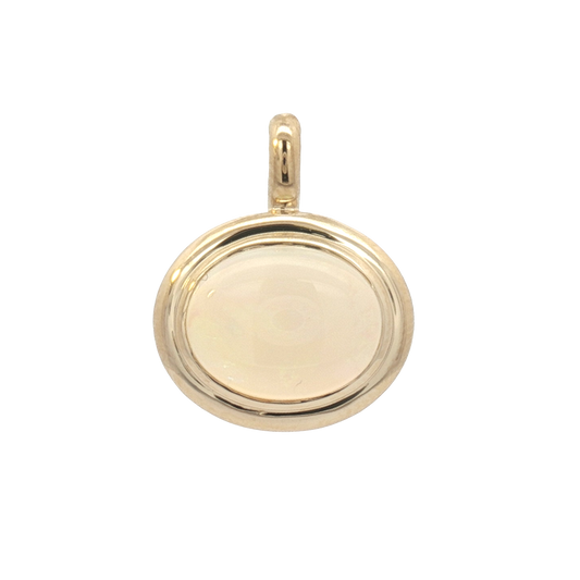 14K Double Bezel Oval Opal Pendant