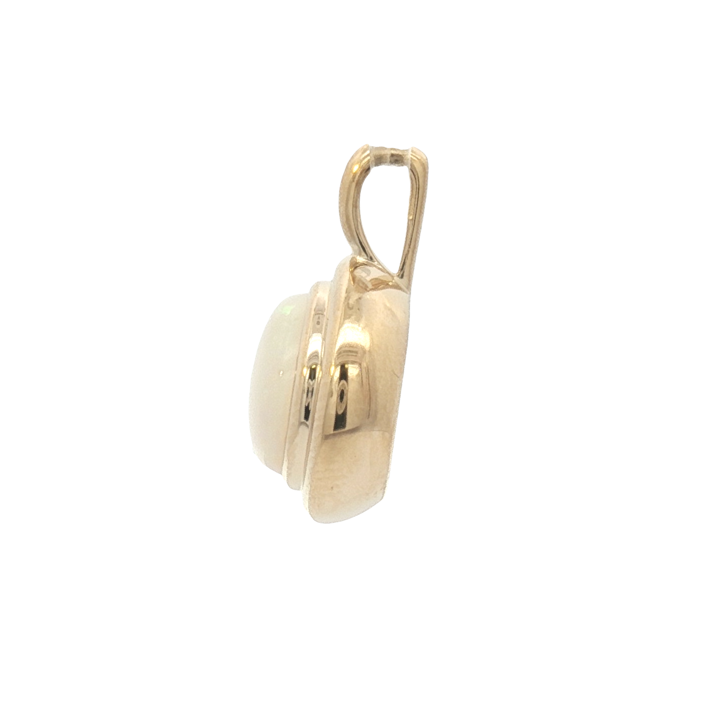 14K Double Bezel Oval Opal Pendant