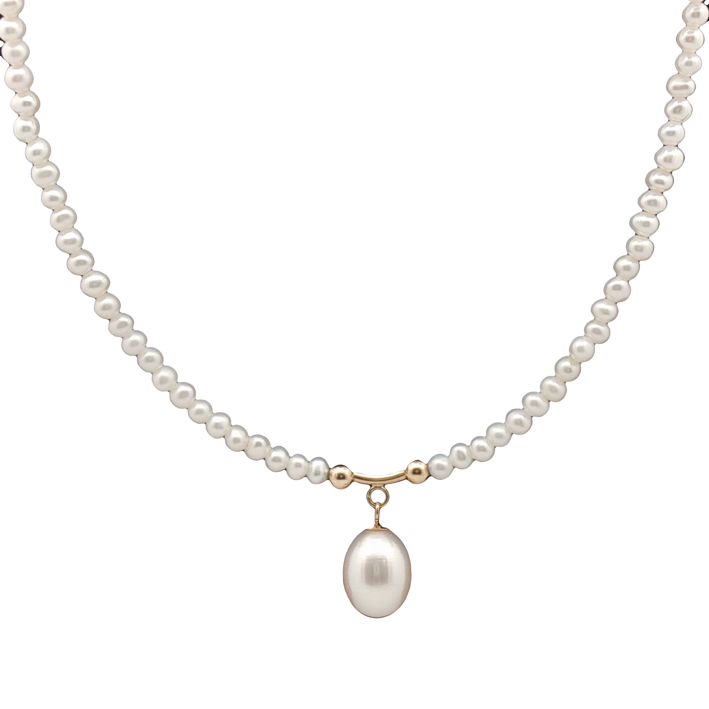 14K Mini Pearl & Pearl Drop Necklace