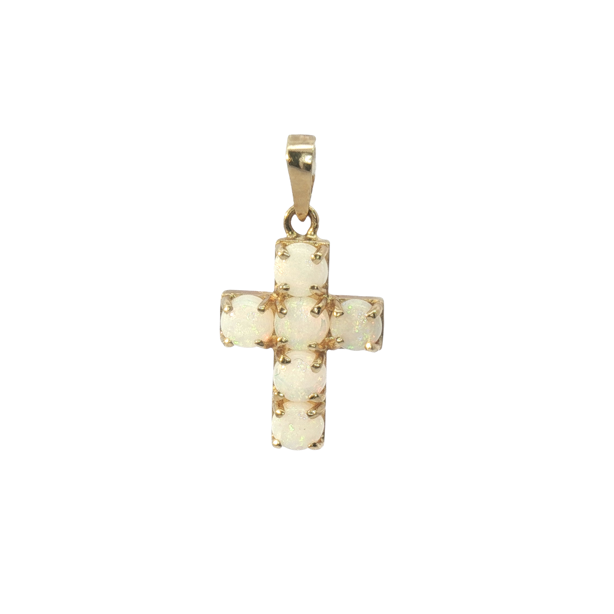 14K Cross 5-Stone Opal Pendant