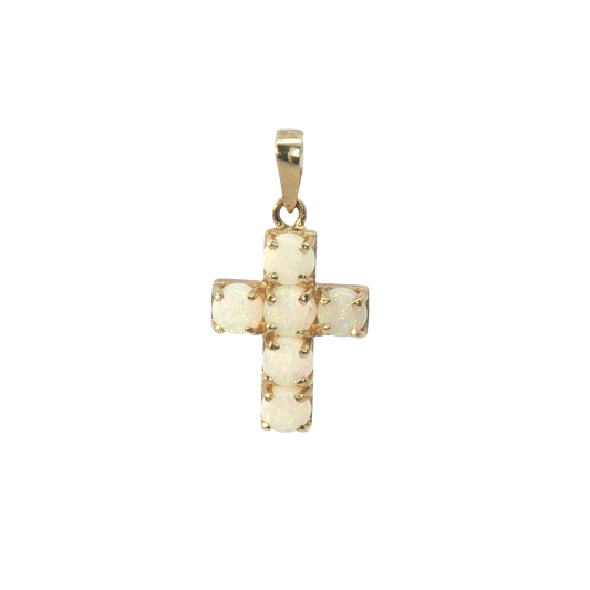 14K Cross 5-Stone Opal Pendant