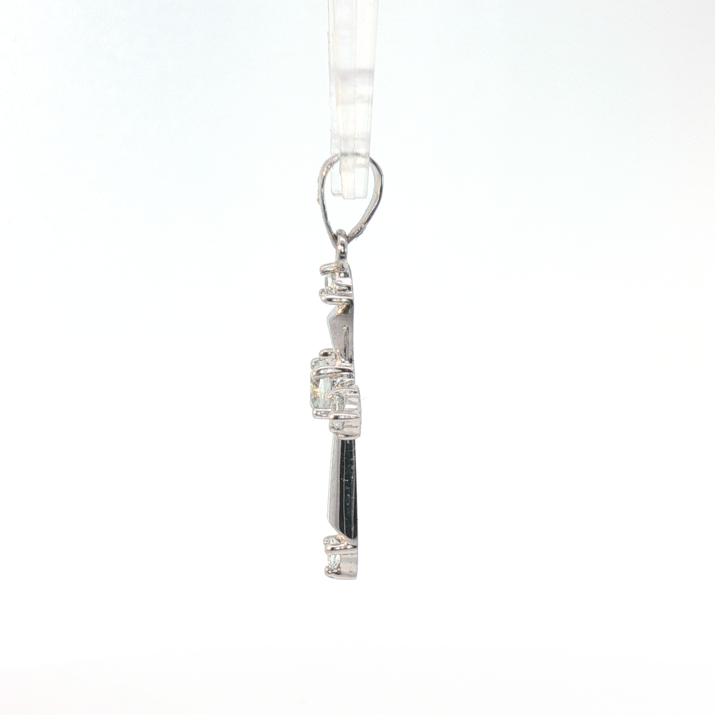 14 Karat White Gold Aquamarines Cross Pendant