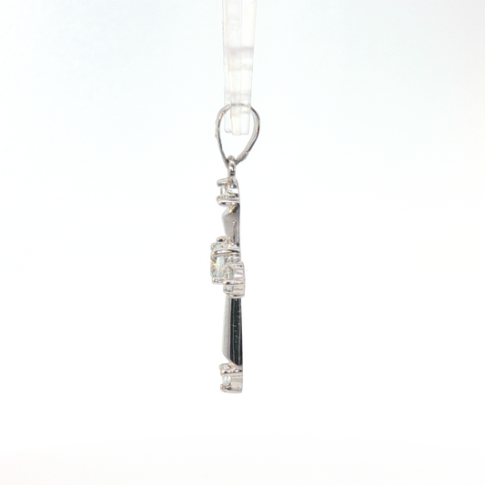 14 Karat White Gold Aquamarines Cross Pendant