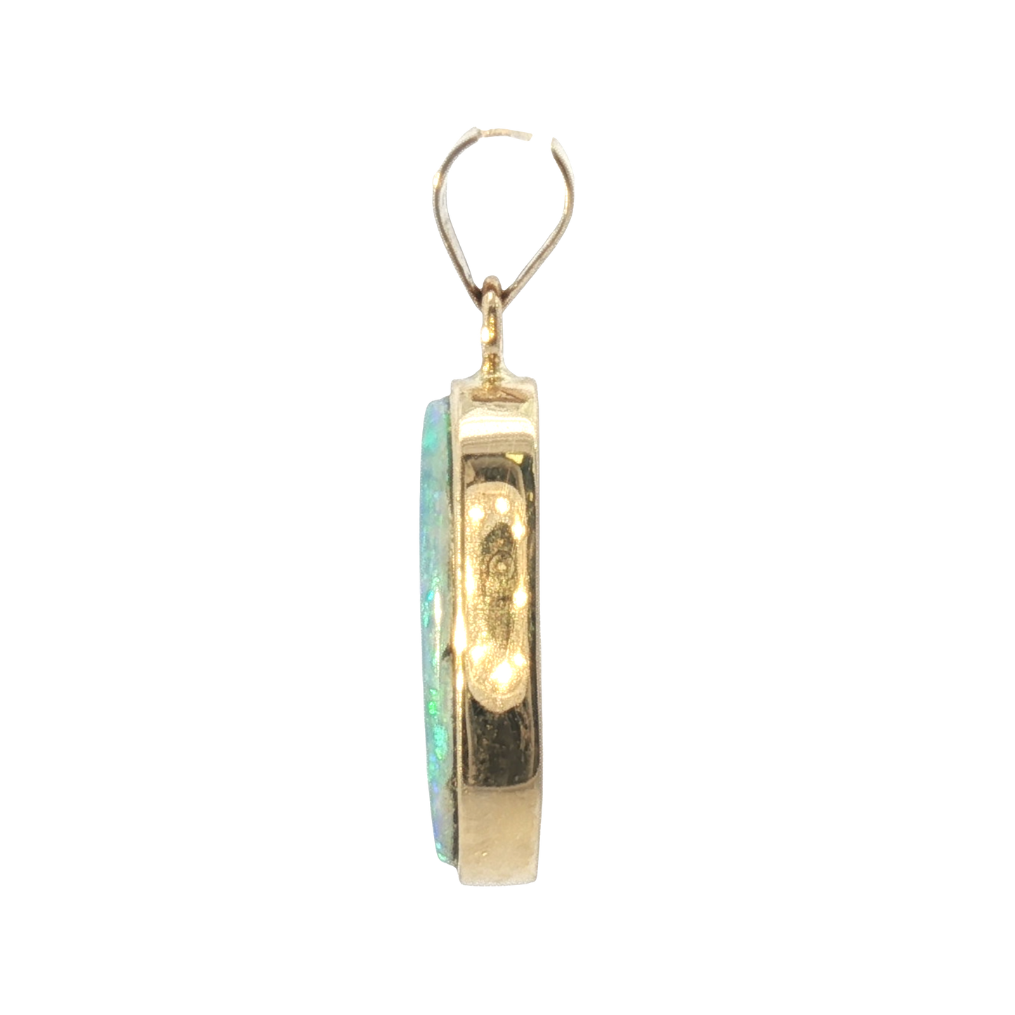 14K Bezel Set Oval Opal Doublet Pendant