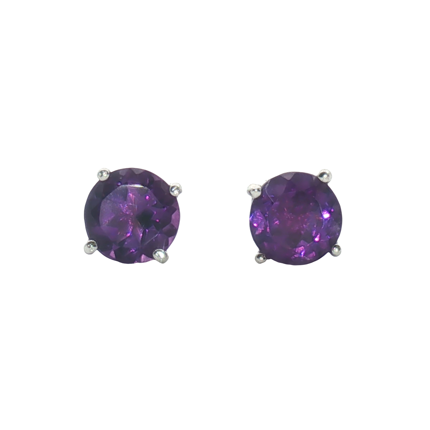 14K Round Amethyst Stud Earrings