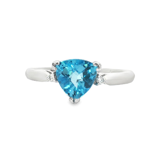 14K Trillion Checkerboard Blue Topaz Fashion Ring