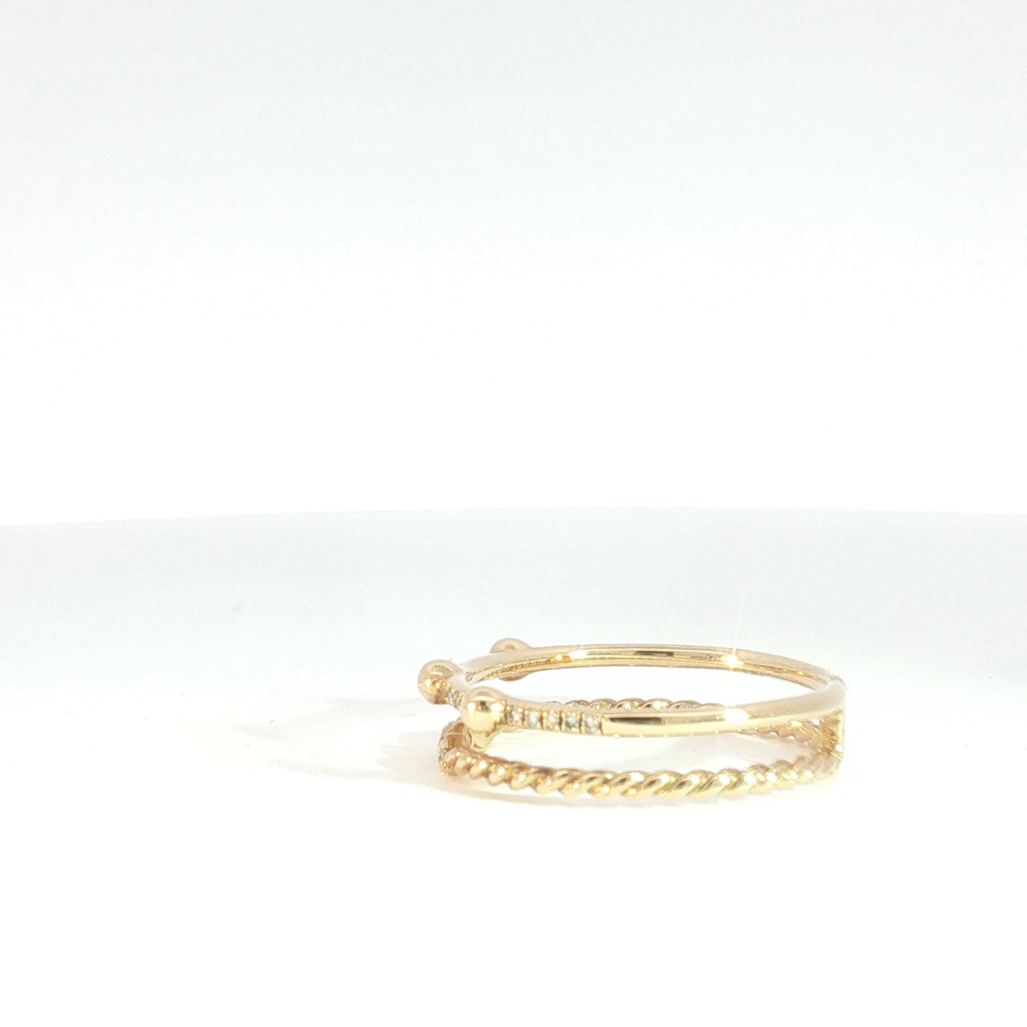 14 Karat White 0.10ctw Diamonds Open Two Row Fashion Ring