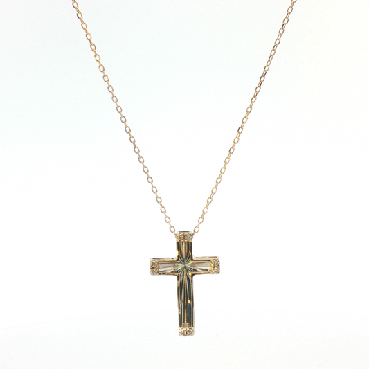 18K Laser-Cut Cross Diamond Pendant