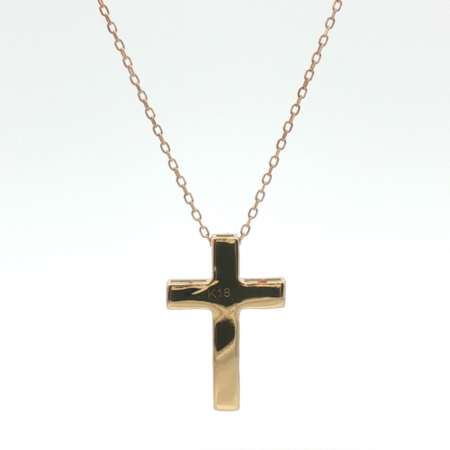 18K Laser-Cut Cross Diamond Pendant