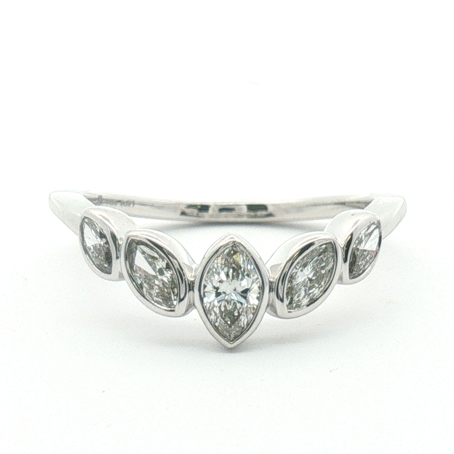 14K Bezel Marquise Diamond Contour Ring