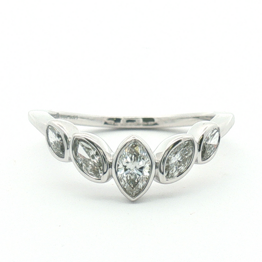 14K Bezel Marquise Diamond Contour Ring