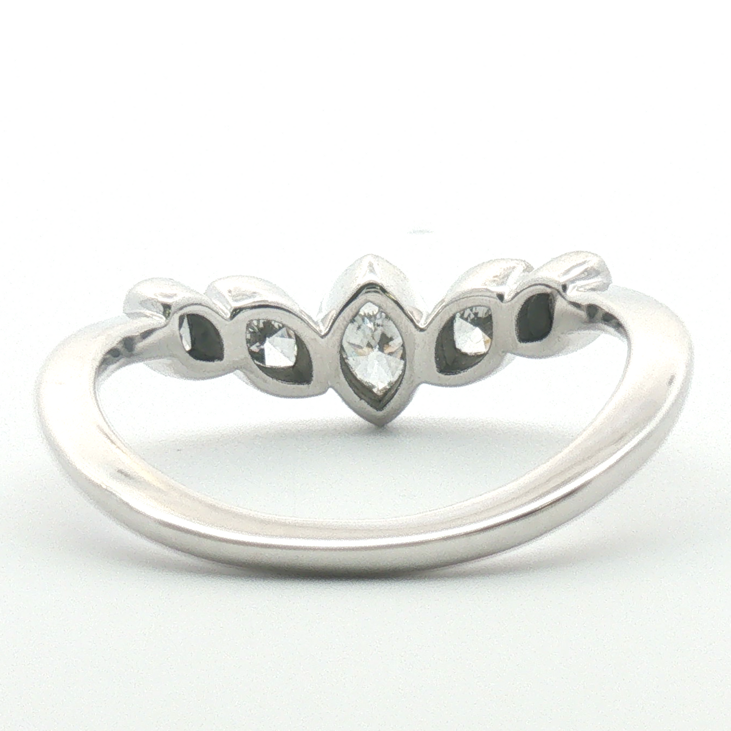 14K Bezel Marquise Diamond Contour Ring