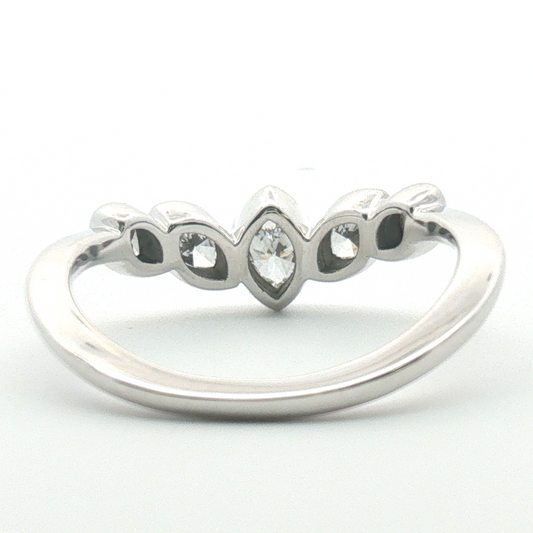 14K Bezel Marquise Diamond Contour Ring