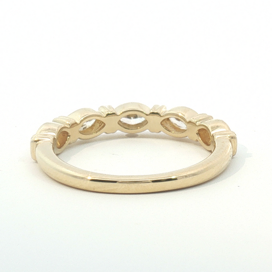 14K Marquise Diamond Bezel & Pattern Band
