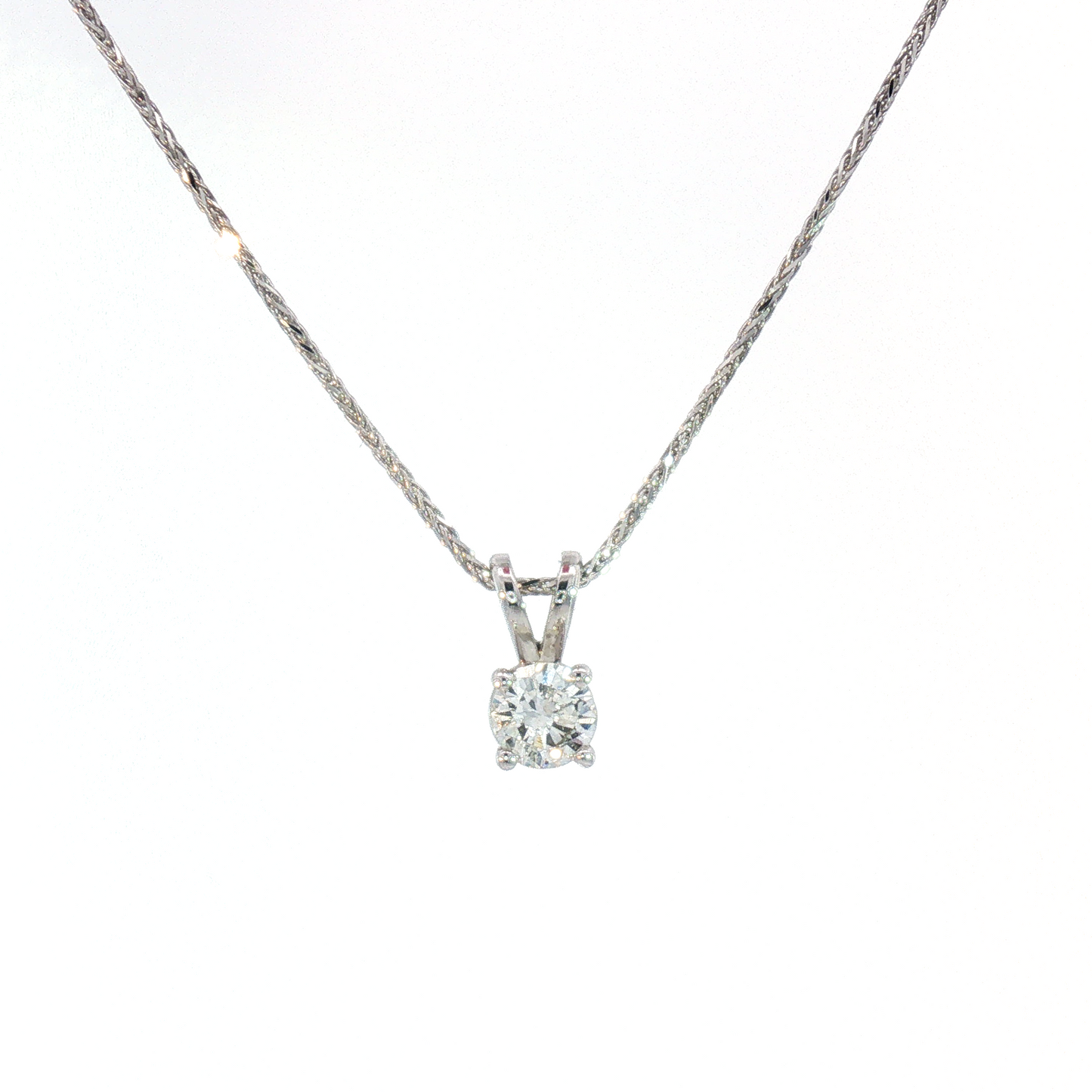 14 Karat White Gold Diamond 4 Prong Pendant