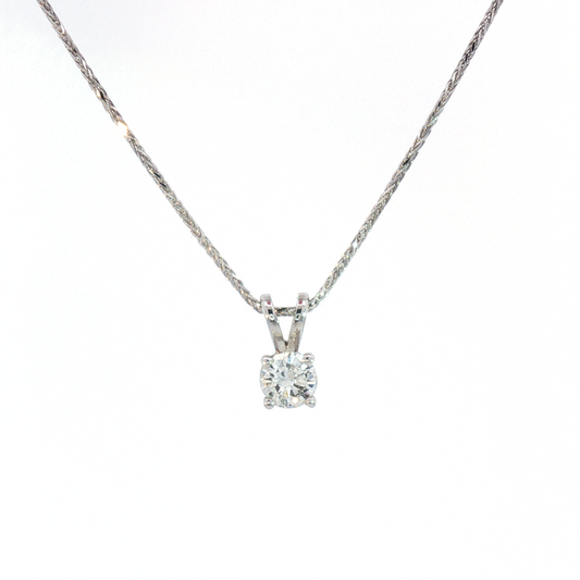 14 Karat White Gold Diamond 4 Prong Pendant