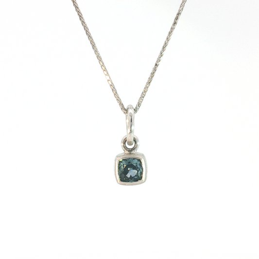 14 Karat White Gold Sapphire Bezel Charm Pendant