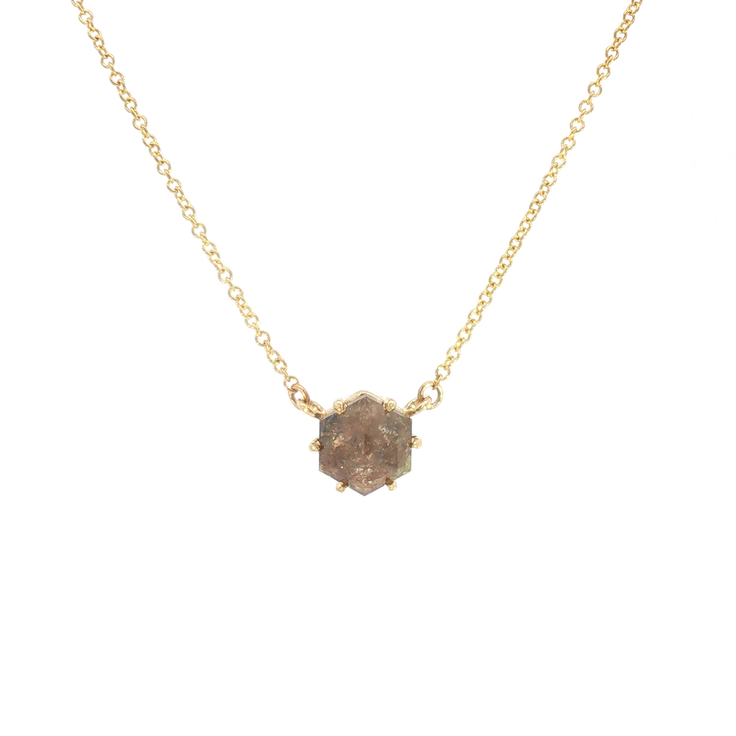14 Karat Yellow Diamond Stationary Necklace