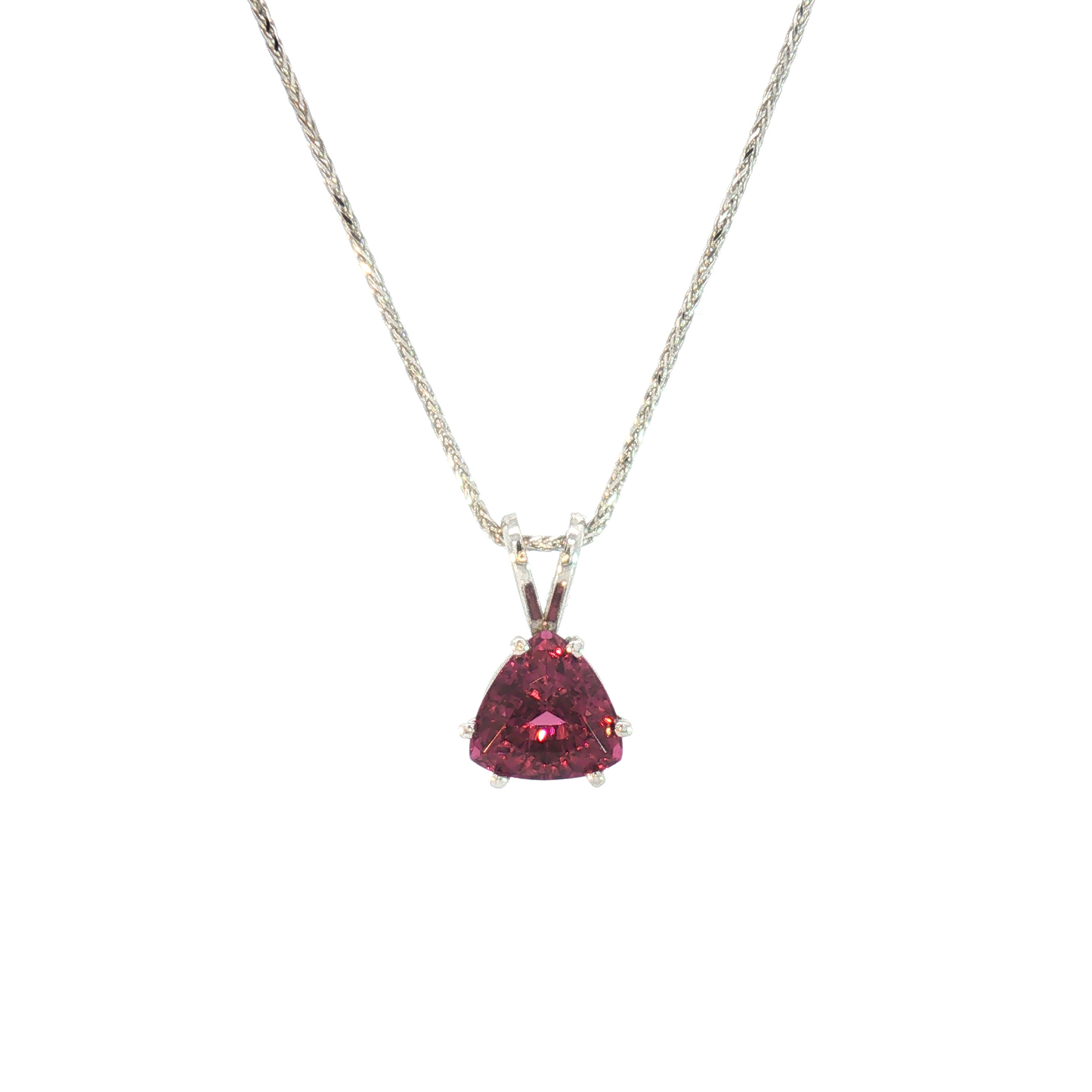 14 Karat White Gold Garnet Rabbit Ear Pendant