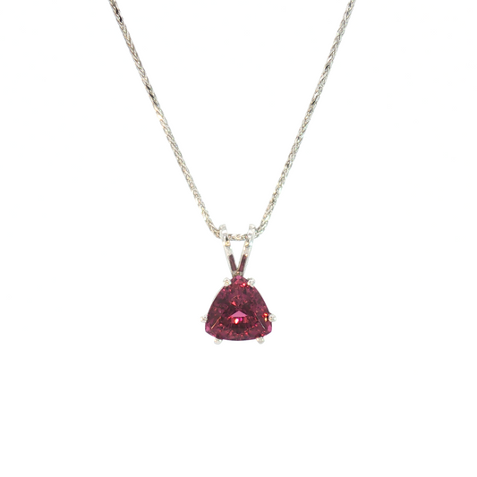 14 Karat White Gold Garnet Rabbit Ear Pendant
