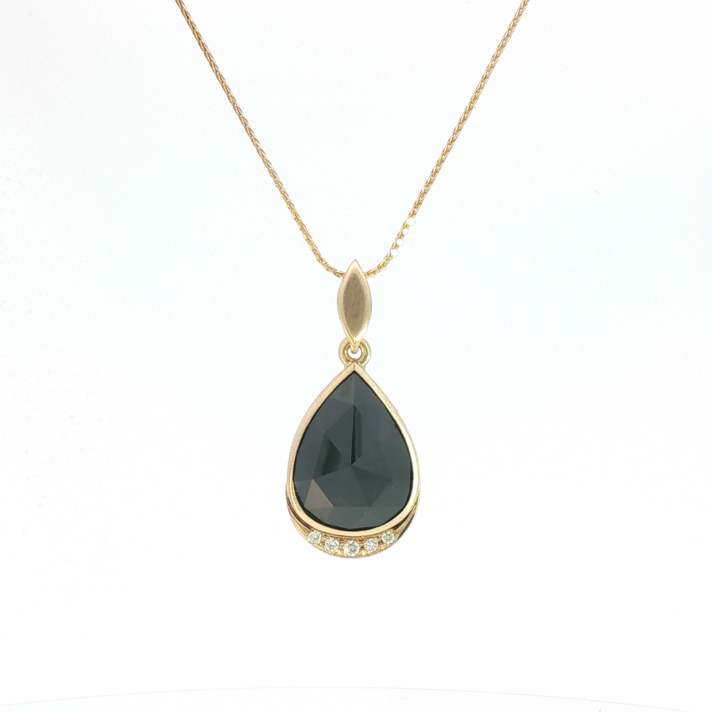 14 Karat Yellow Gold Diamond Drop Pendant