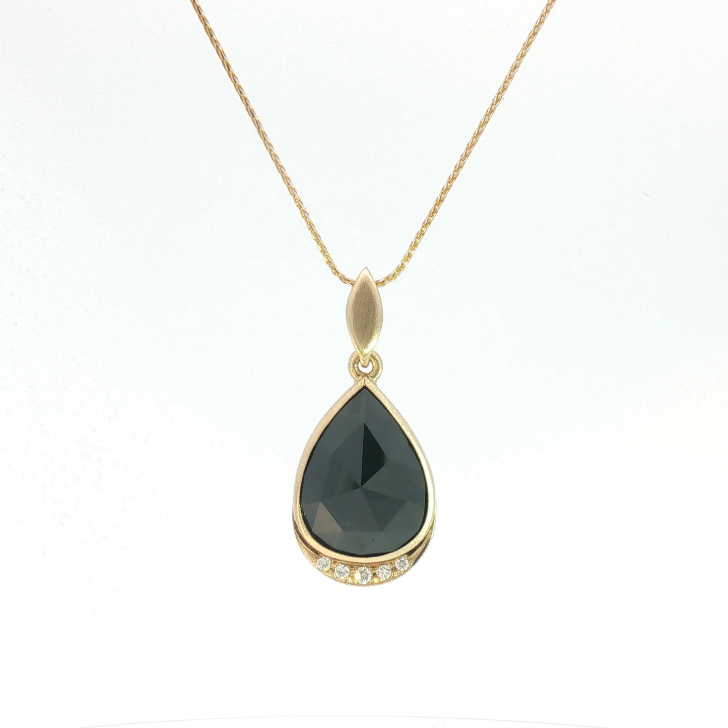 14 Karat Yellow Gold Diamond Drop Pendant