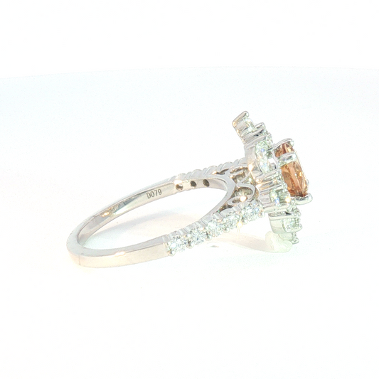 14 Karat White 1.27ctw Topaz Pointed Halo Fashion Ring