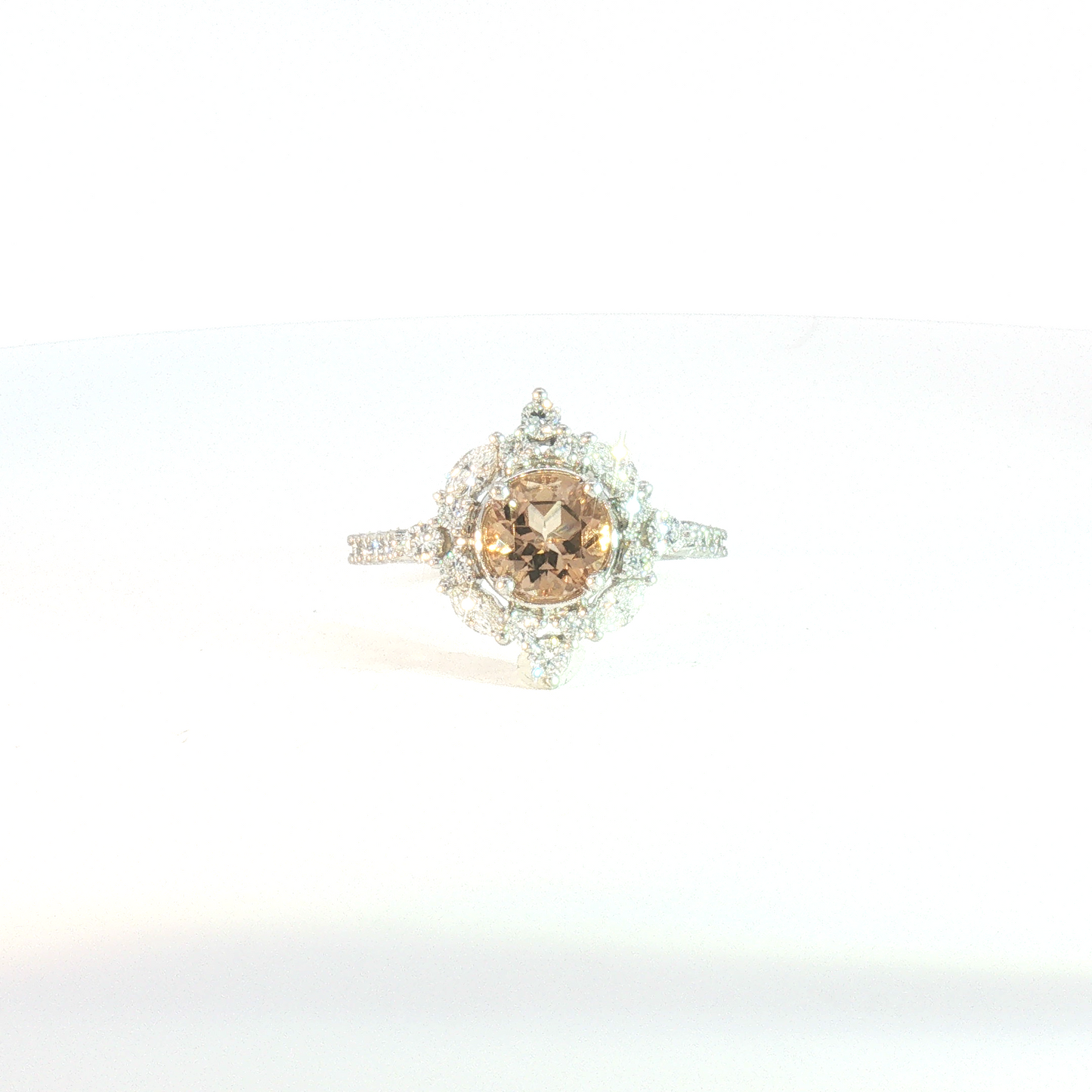 14 Karat White 1.27ctw Topaz Pointed Halo Fashion Ring