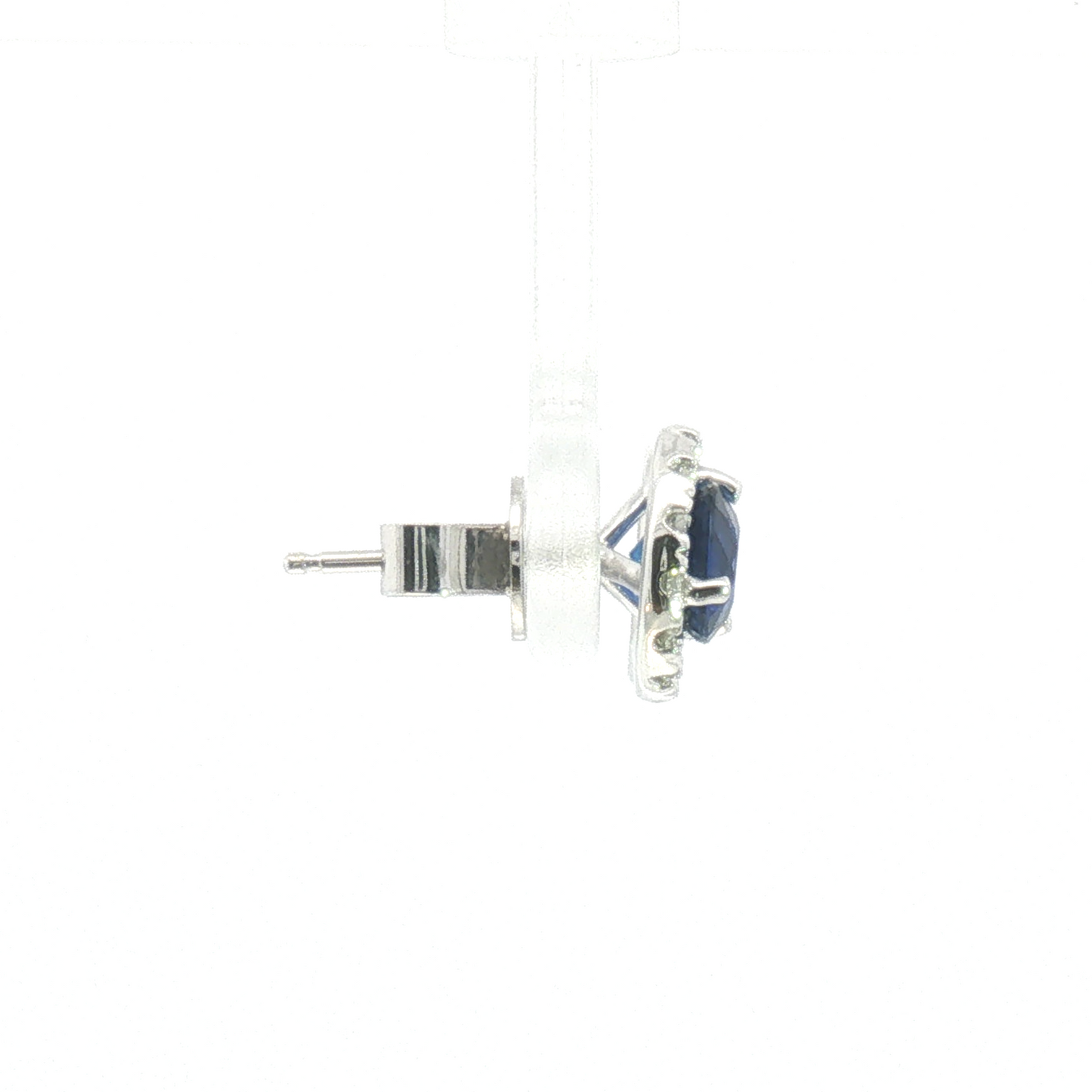 14K Blue Sapphire Halo Stud Earrings