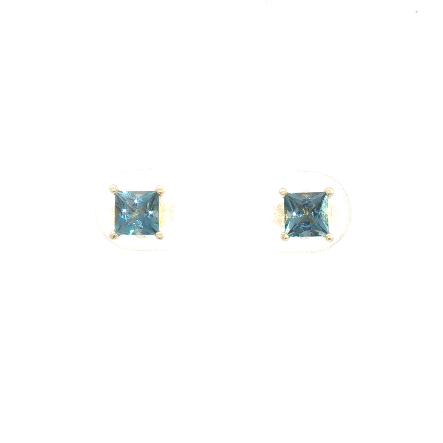 14K London Blue Topaz 4-Prong Basket Stud Earrings