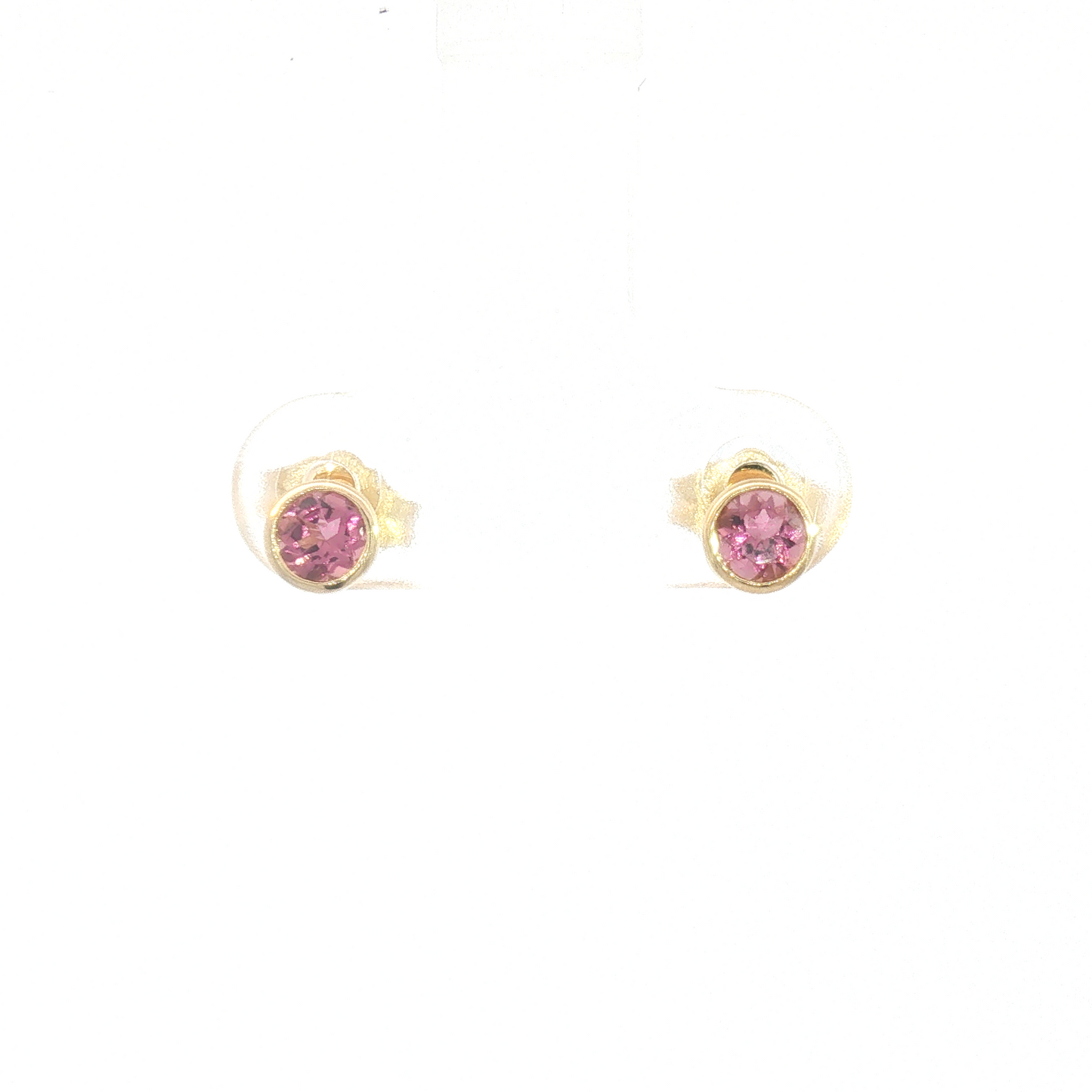 14K Pink Tourmaline Bezel Stud Earrings