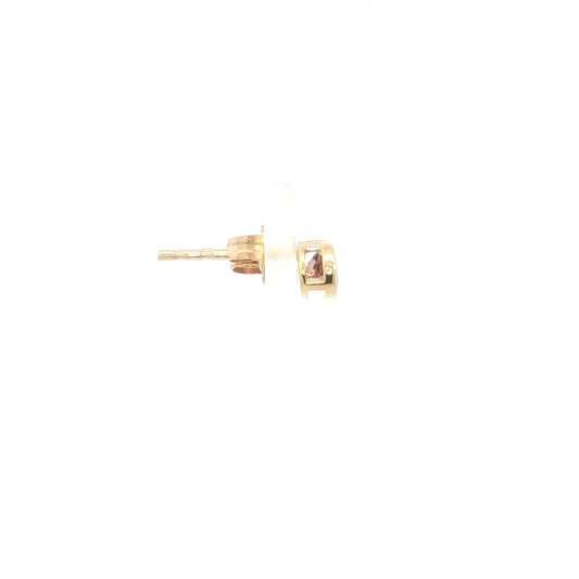 14K Pink Tourmaline Bezel Stud Earrings