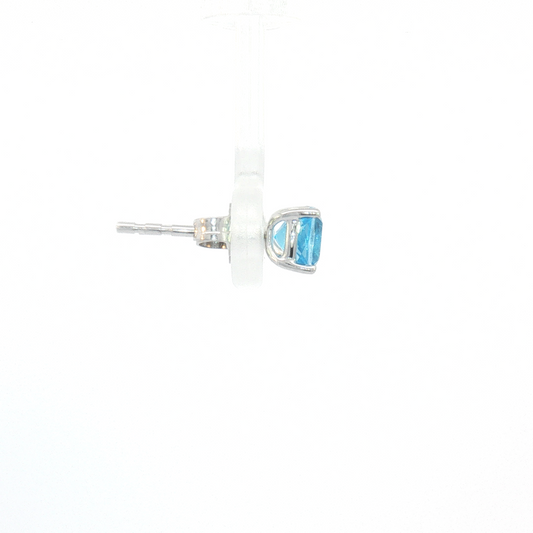 14K Cushion Swiss Blue Topaz 4-Prong Stud Earrings