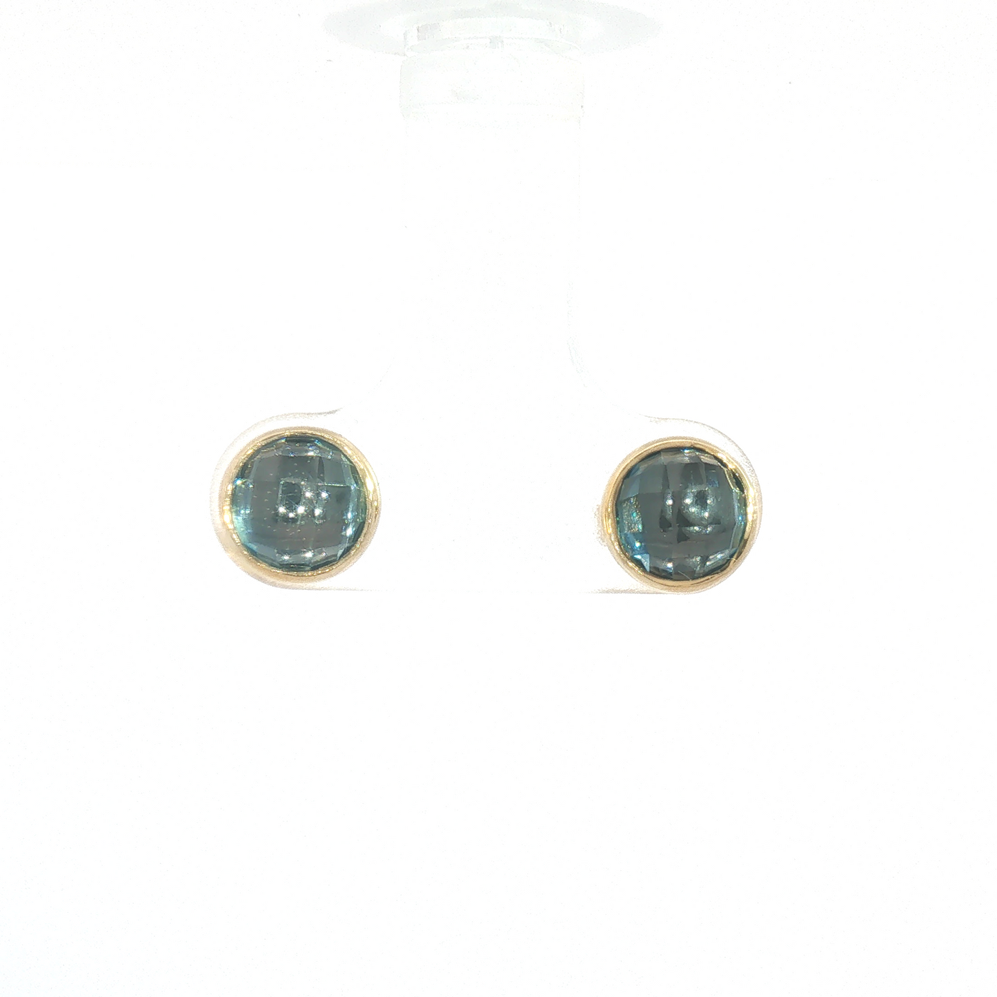 14K Rose-Cut London Blue Topaz Bezel Earrings
