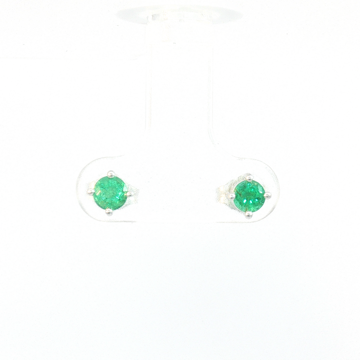14K Emerald 4-Prong Basket Stud Earrings