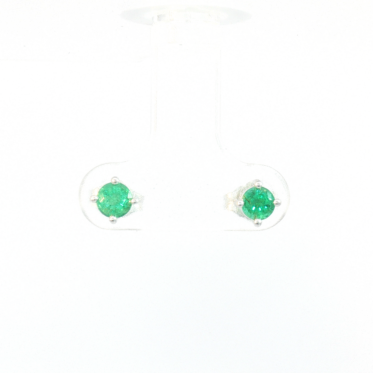 14K Emerald 4-Prong Basket Stud Earrings