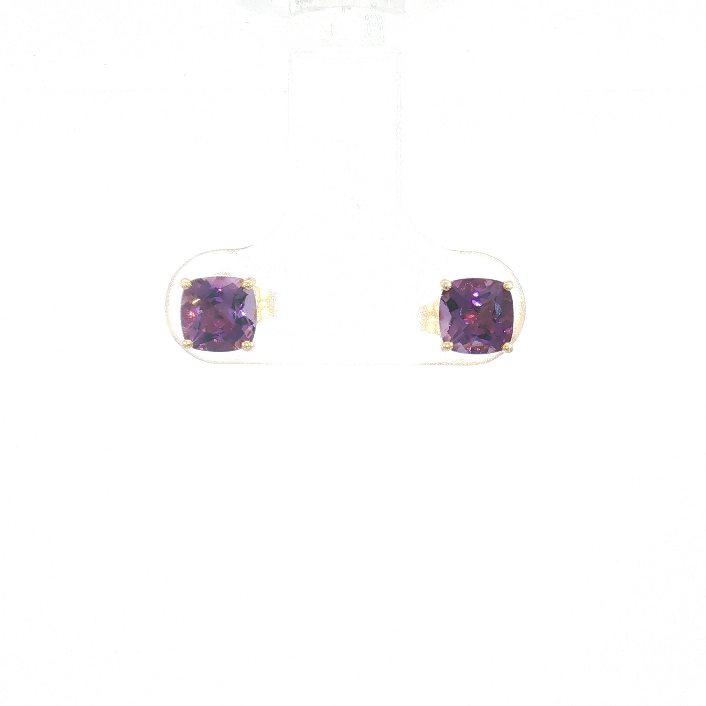 14K Cushion Amethyst 4-Prong Basketini Stud Earrings