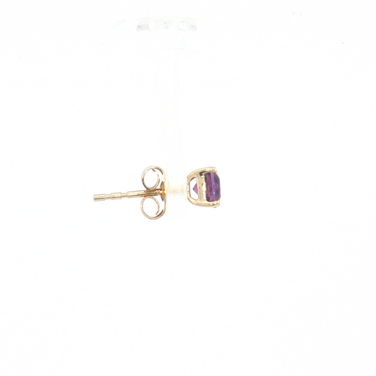 14K Cushion Amethyst 4-Prong Basketini Stud Earrings