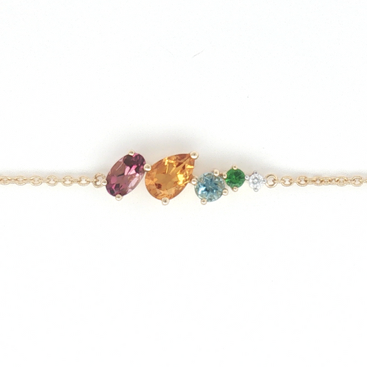 14K Multi-Gem Cluster Bracelet