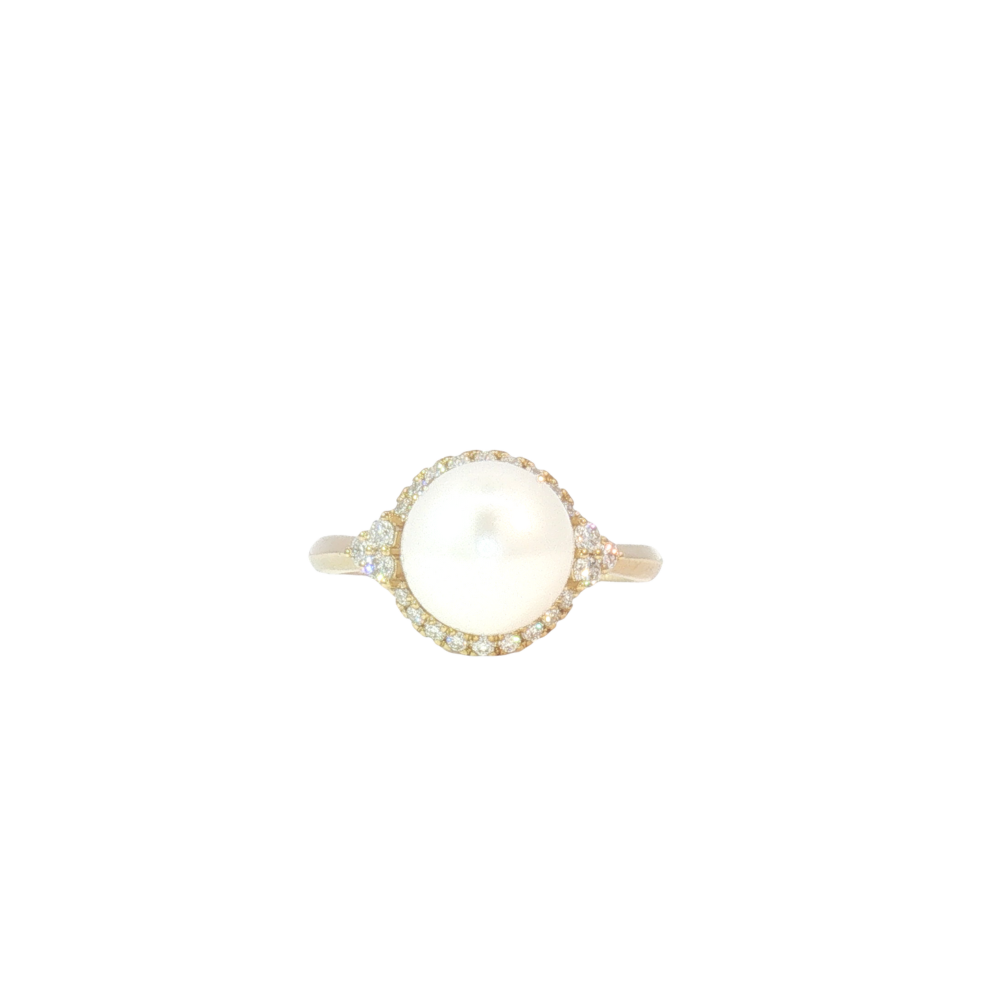 14K White Freshwater Pearl Accented Halo Ring