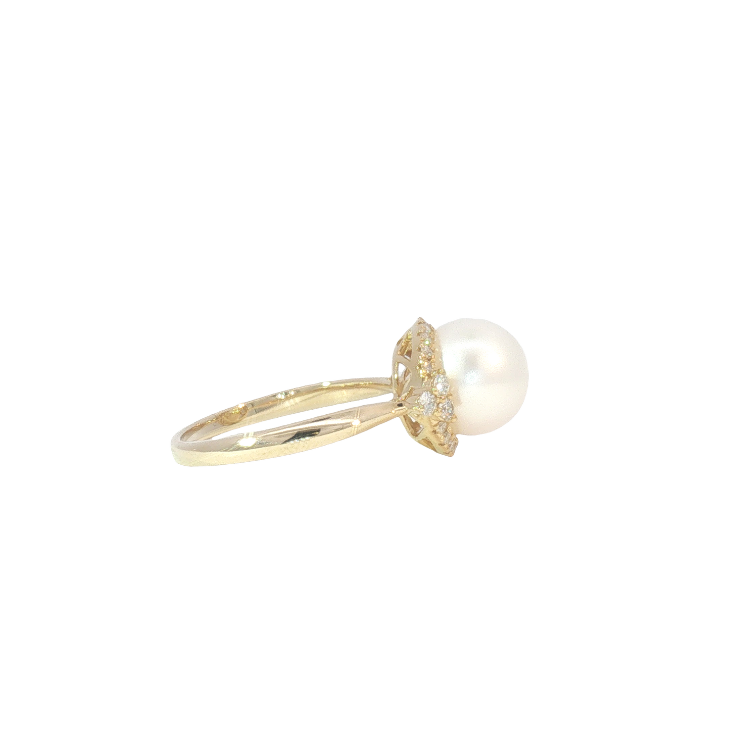 14K White Freshwater Pearl Accented Halo Ring