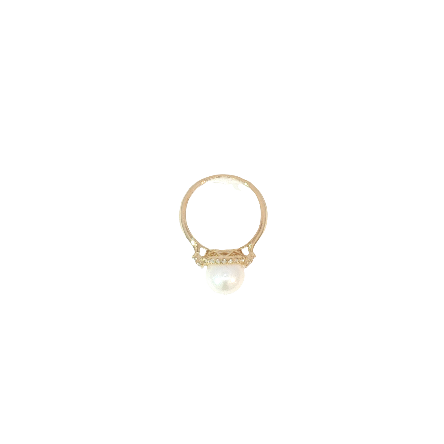 14K White Freshwater Pearl Accented Halo Ring