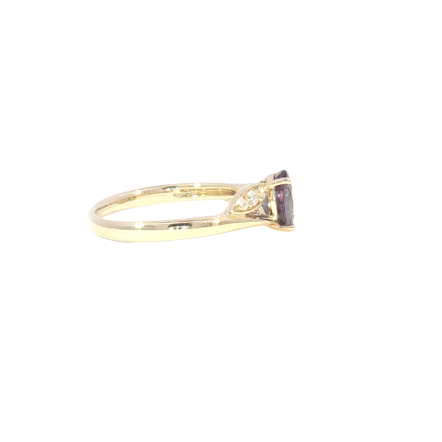 14K Created Oval Alexandrite Pave Diamond Bypass Fashion Ring