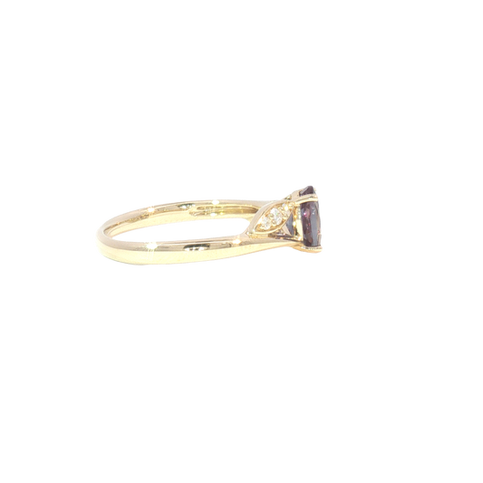 14K Created Oval Alexandrite Pave Diamond Bypass Fashion Ring
