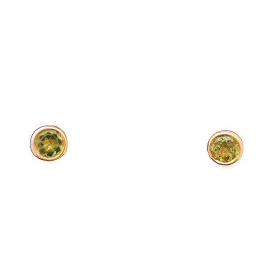14K Peridot "August" Birthstone Bezel Stud Earrings
