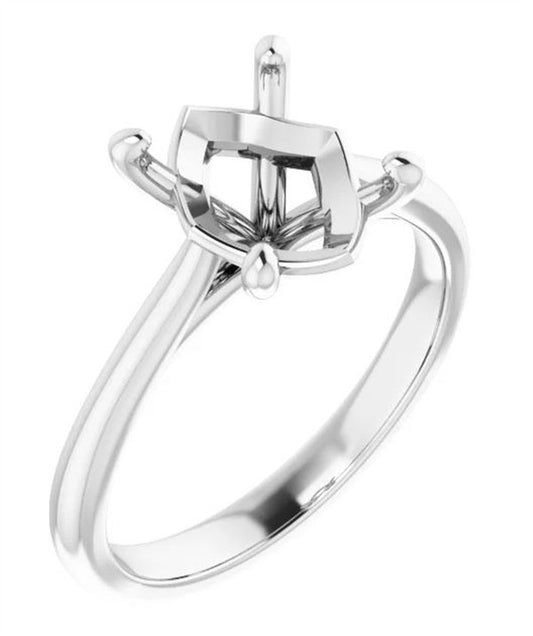 14K White Gold Oval Cathedral Solitaire Ring