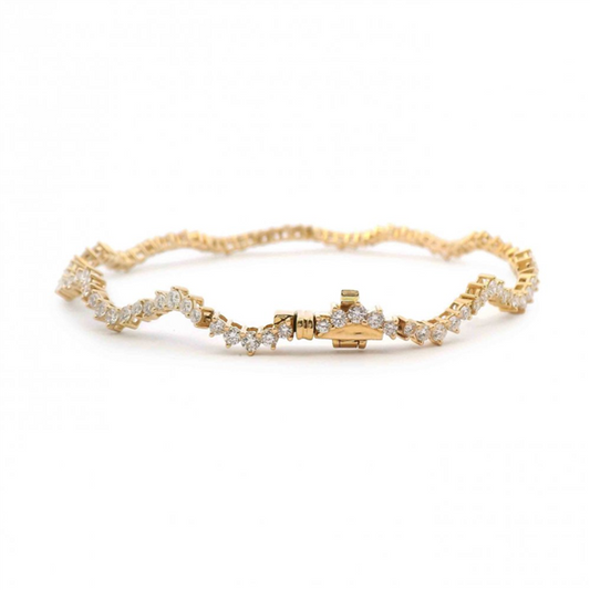 14 Karat Yellow 2.13ctw Diamonds Wavy Bracelet