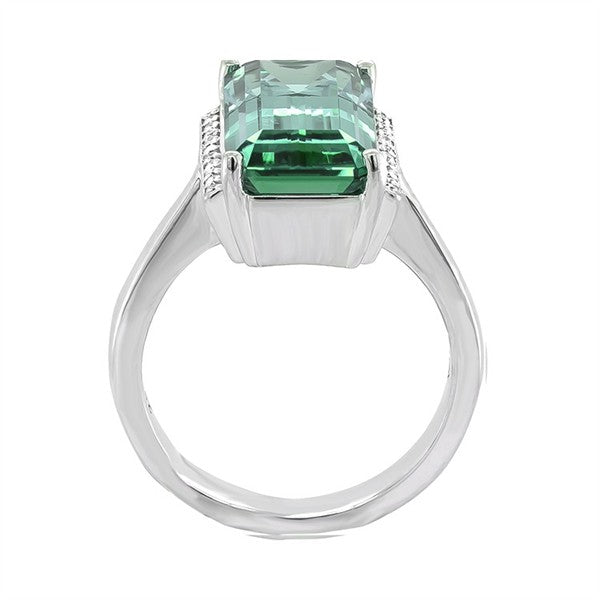 14K Art Deco Elongated Blue-Green Tourmaline Fashion Ring