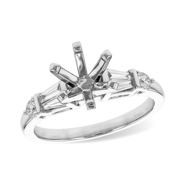 14K Tapered Baguette Diamond Semi-Mount Engagement Ring