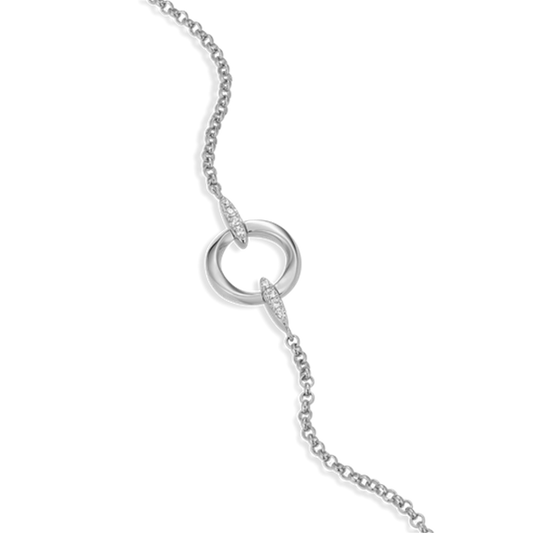 Sterling Silver Knife Edge Circle Link Lab Grown Diamond Bolo Bracelet
